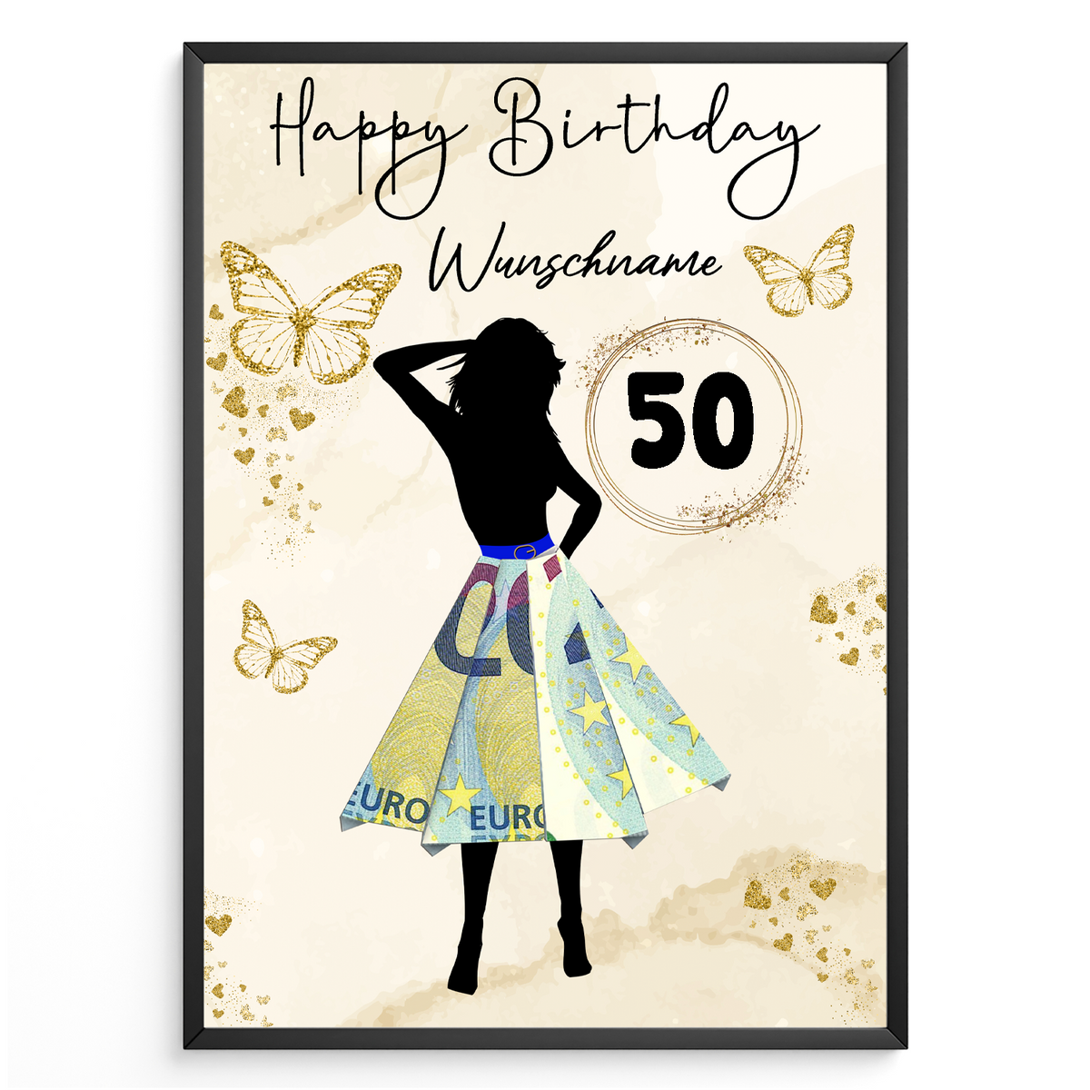 50. Geburtstag Geldgeschenk Personalisiert Frauen Geburtstagsgeschenk Geschenkidee personalisierbar