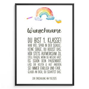 Geschenk zum Schulanfang Personalisiertes Affirmationsposter Einschulung