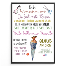 Laden Sie das Bild in den Galerie-Viewer, Personalisiertes Geschenk zur Einschulung Mädchen Schulanfang Schultüte
