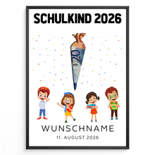 Laden Sie das Bild in den Galerie-Viewer, Personalisiertes Geldgeschenk Einschulung Karte Schulanfang Schultüte
