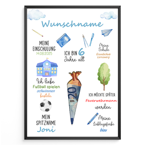 Personalisiertes Geschenk Einschulung Jungen Schulanfang Schultüte Schulanfänger