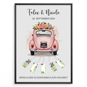 Hochzeitsgeschenk Personalisiert Geldgeschenk Hochzeitsauto Brautpaar Hochzeit personalisierbar