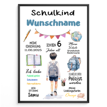Laden Sie das Bild in den Galerie-Viewer, Personalisiertes Geschenk zur Einschulung Jungen Schulanfang Schultüte
