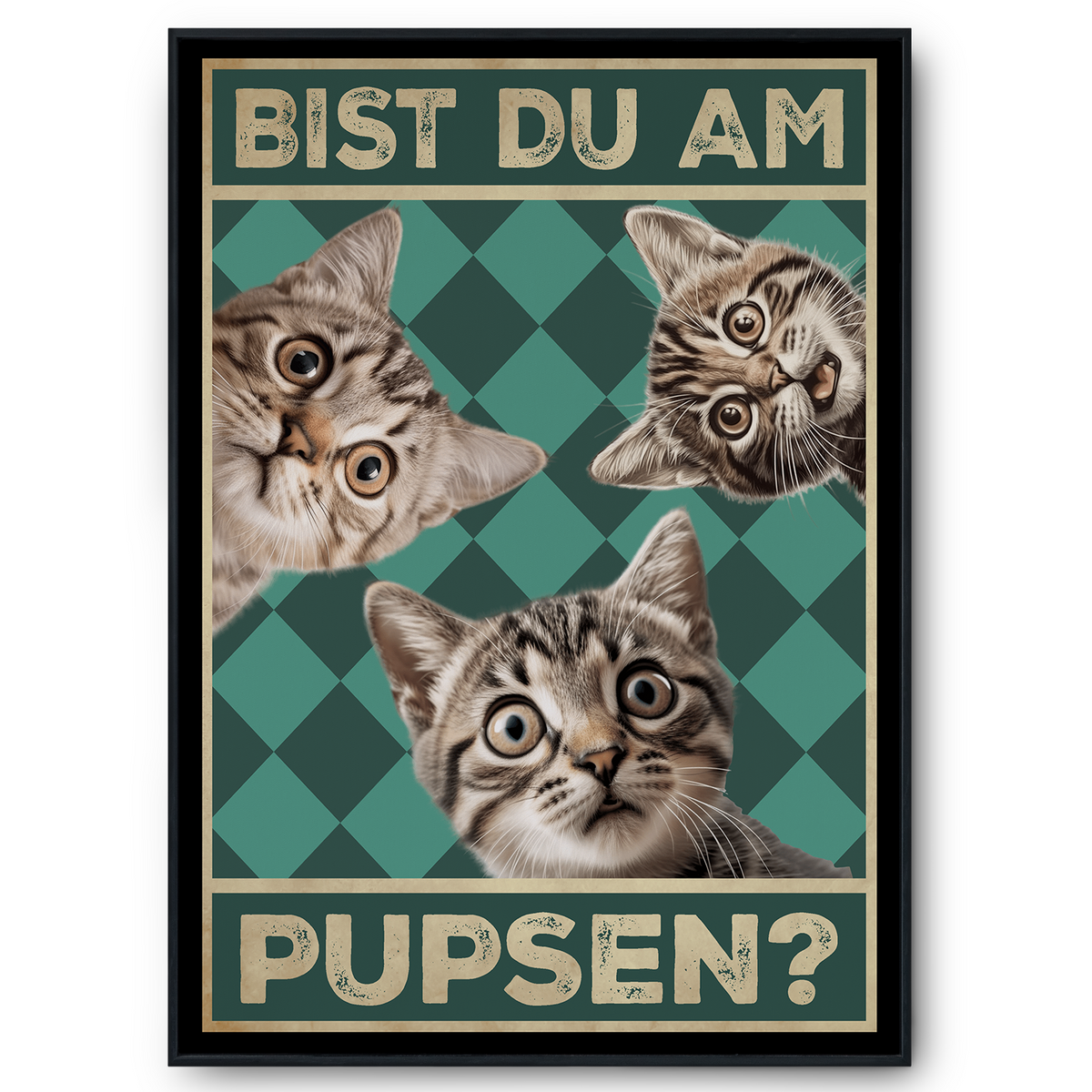 Bist du am Pupsen? Katzen Poster Badezimmer Gästebad Wandbild Klo Toilette Dekoration Lustiges Gäste-WC Bild DIN A4 - Katzen 02