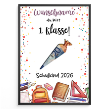 Laden Sie das Bild in den Galerie-Viewer, Personalisiertes Geldgeschenk Schulanfang Schultüte 1. Klasse Schulkind
