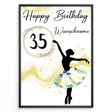 Laden Sie das Bild in den Galerie-Viewer, 35. Geburtstag Geldgeschenk Personalisiert Frauen Freundin Geschenk Ballerina personalisierbar Geburtstagskarte Ballett
