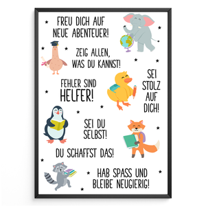 Affirmationsposter Geschenk zum Schulanfang Einschulung Mutmacher Motivation