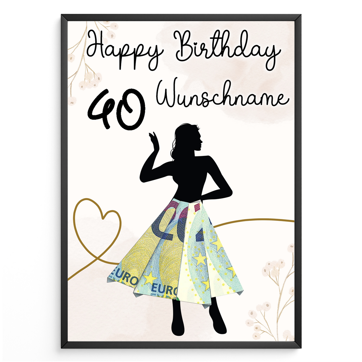 Geldgeschenk zum 40. Geburtstag Personalisiert Frauen Geburtstagsgeschenk Freundin Geld Geschenkidee