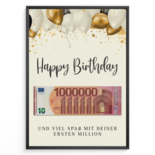 Laden Sie das Bild in den Galerie-Viewer, Geldgeschenk zum Geburtstag - Deine erste Million - Lustiges Geburtstagsgeschenk Mann Frau Witzige Geschenkidee Geld kreativ verschenken Happy Birthday
