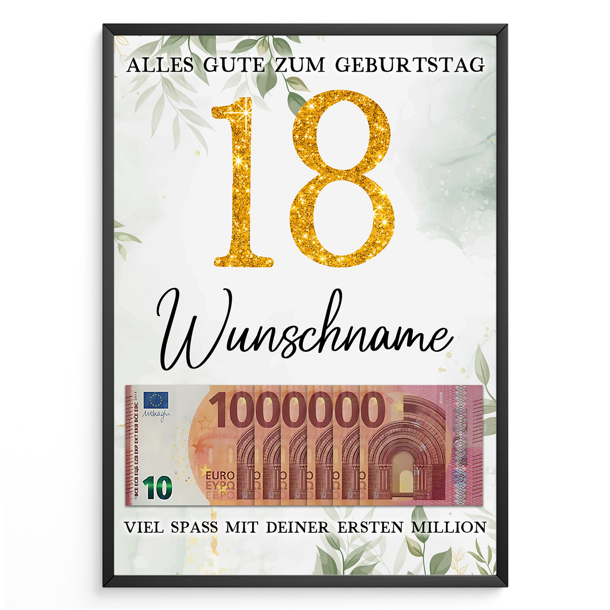 Personalisiertes Geldgeschenk zum 18. Geburtstag Frauen Männer Geburtstagsgeschenk Geld Geschenkidee personalisierbar