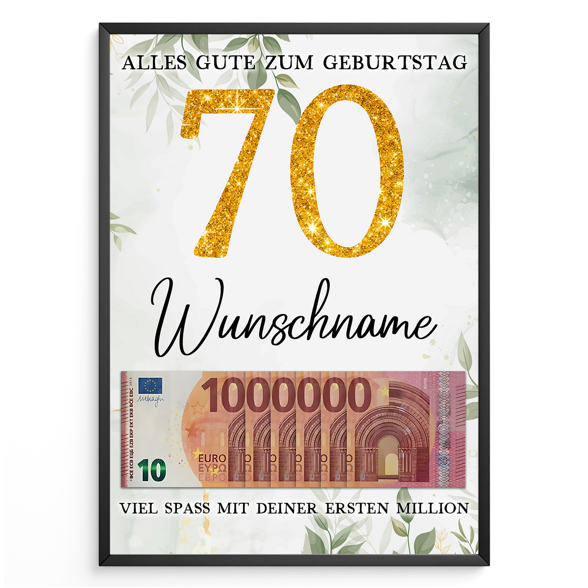 Personalisiertes Geldgeschenk zum 70. Geburtstag Frauen Männer Geburtstagsgeschenk Geld Geschenkidee personalisierbar
