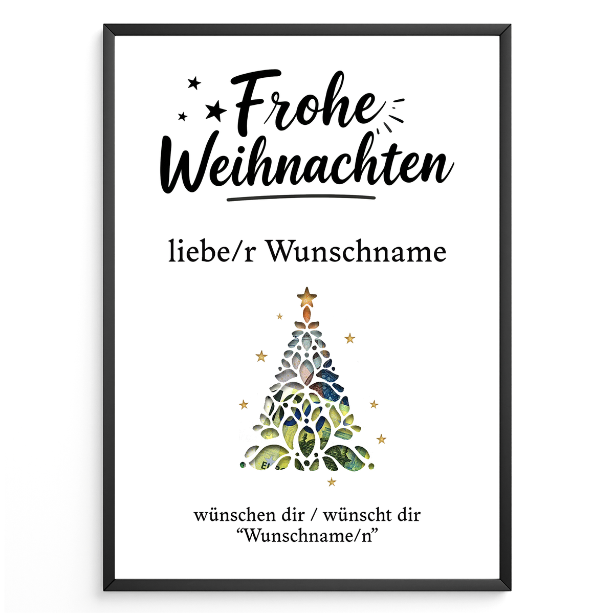 Weihnachten Geldgeschenk Personalisiert Karte Weihnachtsgeschenk personalisiertes Geschenk zu Weihnachten Geschenkidee Wunscherfüller Geldgeschenke kreativ Tannenbaum