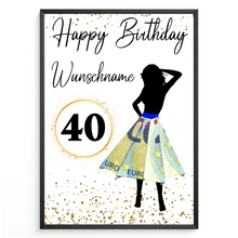 Laden Sie das Bild in den Galerie-Viewer, 40. Geburtstag Geldgeschenk Personalisiert Frauen Geburtstagsgeschenk Geld Geschenk personalisierbar
