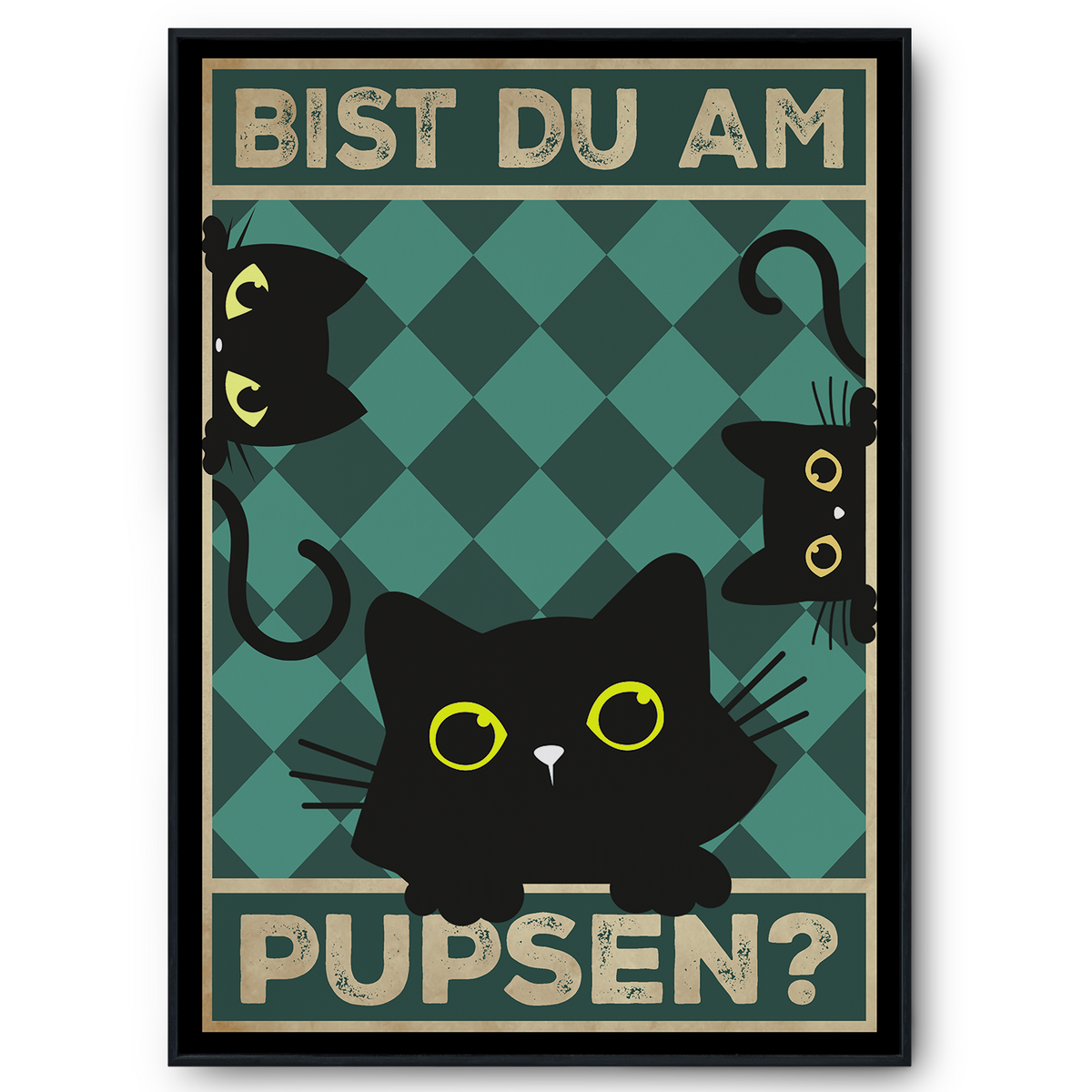Bist du am Pupsen? Katzen Poster Badezimmer Gästebad Wandbild Klo Toilette Dekoration Lustiges Gäste-WC Bild DIN A4 - Katzen 04