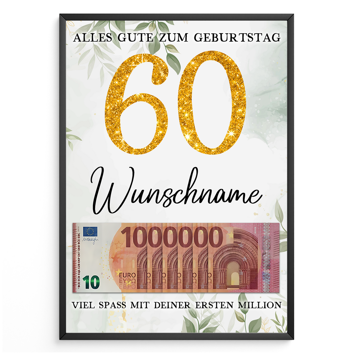 Personalisiertes Geldgeschenk zum 60. Geburtstag Frauen Männer Geburtstagsgeschenk Geld Geschenkidee personalisierbar
