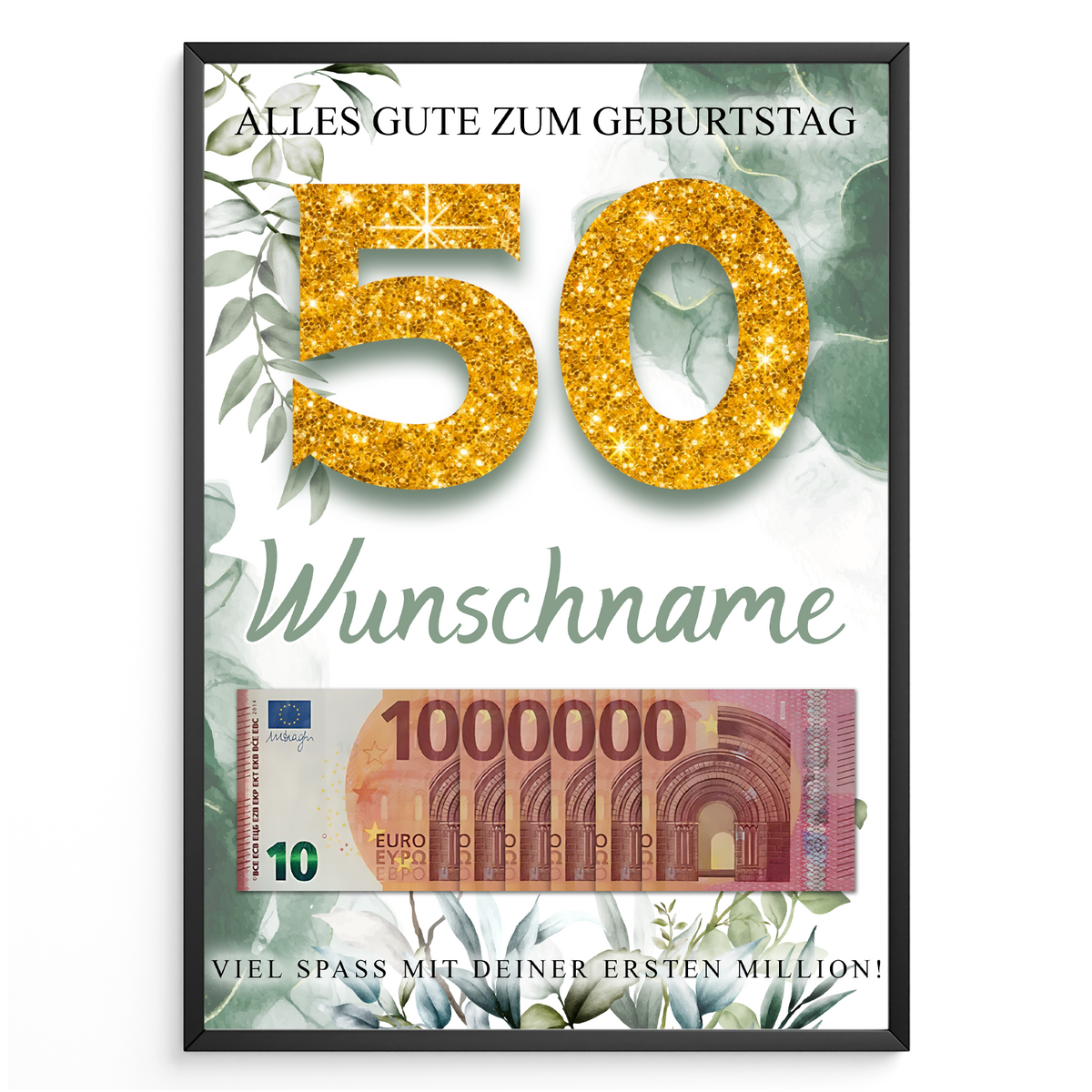Personalisiertes Geldgeschenk zum 50. Geburtstag Männer Frauen Geburtstagsgeschenk Geld Geschenk personalisierbar