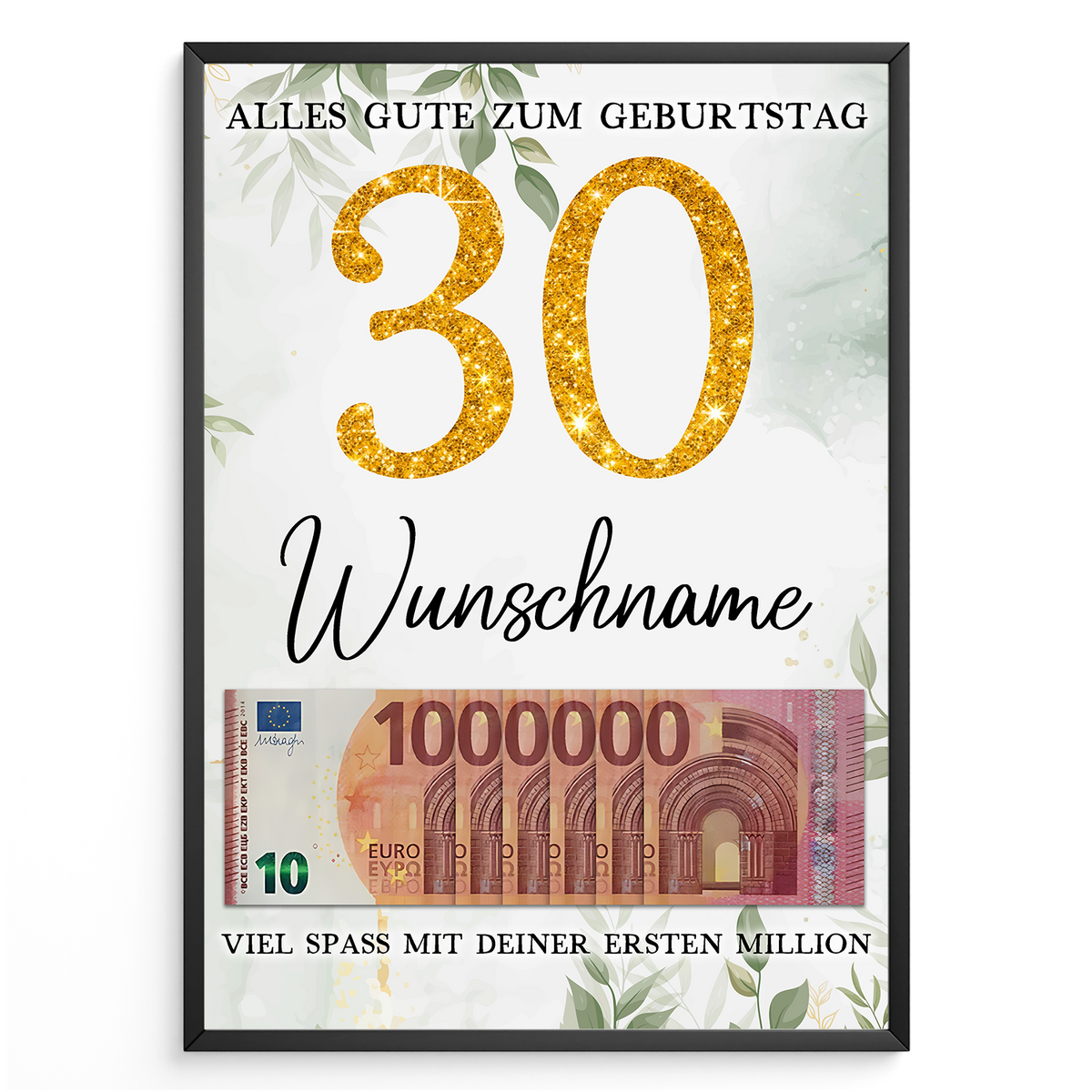 Personalisiertes Geldgeschenk zum 30. Geburtstag Frauen Männer Geburtstagsgeschenk Geld Geschenkidee personalisierbar