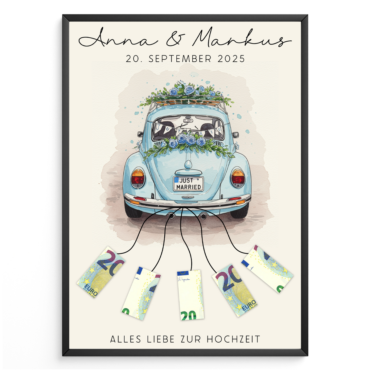 Hochzeitsauto Geldgeschenk Personalisiert Hochzeitsgeschenk personalisierbar Brautpaar Hochzeit