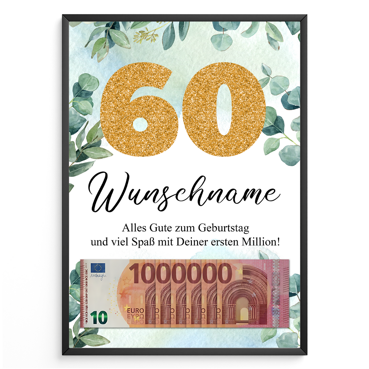 Personalisiertes Geldgeschenk zum 60. Geburtstag Männer Frauen Geburtstagsgeschenk Geld Geschenk personalisierbar
