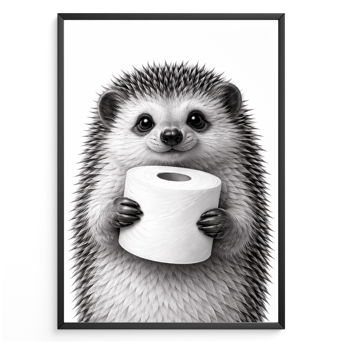 Lustiges Badezimmer Poster Igel mit Klopapier Humorvolle Wanddeko für Toilette, Gäste-WC, Badezimmer Deko WC Humor Tiere witziger Igel