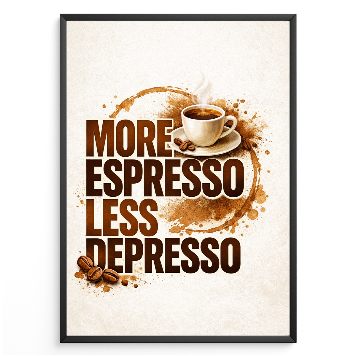 Lustiges Kaffee Poster More Espresso Less Depresso Wandbild Küche