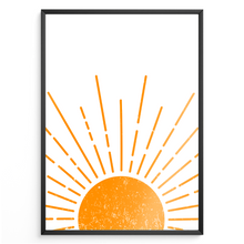 Laden Sie das Bild in den Galerie-Viewer, Sonnenaufgang Poster Boho Wandbild Minimalistisch Sonnenstrahlen
