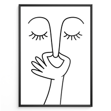Laden Sie das Bild in den Galerie-Viewer, Line Art Gesicht Poster Minimalistische Wandkunst Schwarz Weiß Modern
