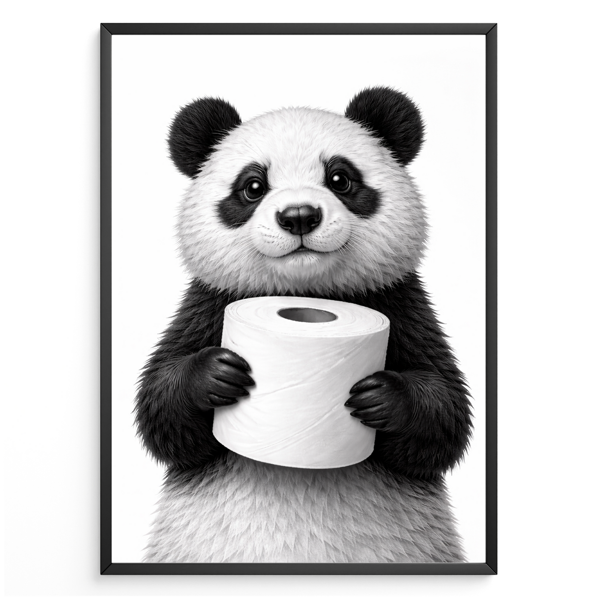 Lustiges Badezimmer Poster Panda mit Klopapier Humorvolle Wanddeko für Toilette, Gäste-WC, Badezimmer Deko WC Humor Tiere witziger Panda