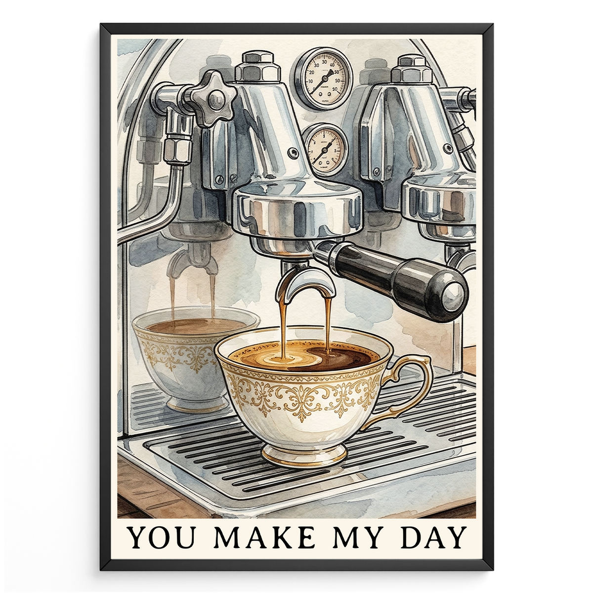 Espresso Poster Vintage Kaffeemaschine Wandbild Küche Barista Deko