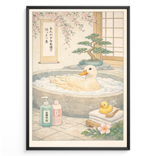 Laden Sie das Bild in den Galerie-Viewer, Japanische Ente Poster Badezimmer – Zen Spa Japandi Wandbild im Vintage Stil fürs Bad
