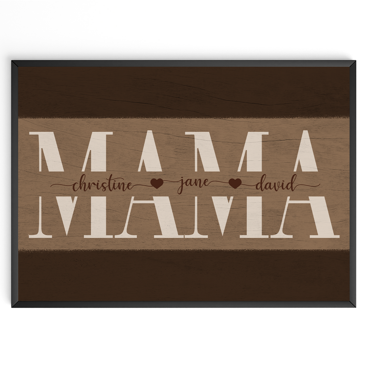 Personalisiertes Mama Poster mit Namen – Holzoptik Wandbild – Geschenk für Mama, Muttertag Geschenk, Familienposter personalisiert
