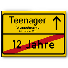 Laden Sie das Bild in den Galerie-Viewer, Personalisiertes Teenager Ortsschild Poster Teenager Geschenkidee zum 13. Geburtstag Geschenk personalisiert
