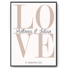 Laden Sie das Bild in den Galerie-Viewer, LOVE Partner Poster Personalisiert Namen &amp; Datum Jahrestag Geschenk zur Hochzeit Poster
