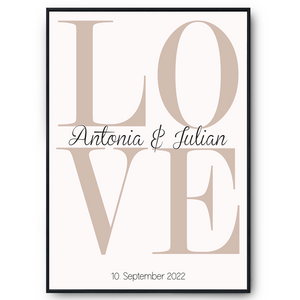 LOVE Partner Poster Personalisiert Namen & Datum Jahrestag Geschenk zur Hochzeit Poster