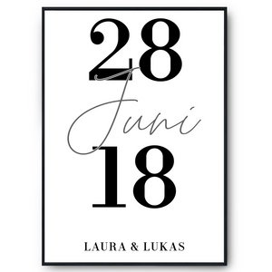 Personalisiertes Partner Poster mit Datum & Namen Jahrestag Geschenk für Paare Verlobte
