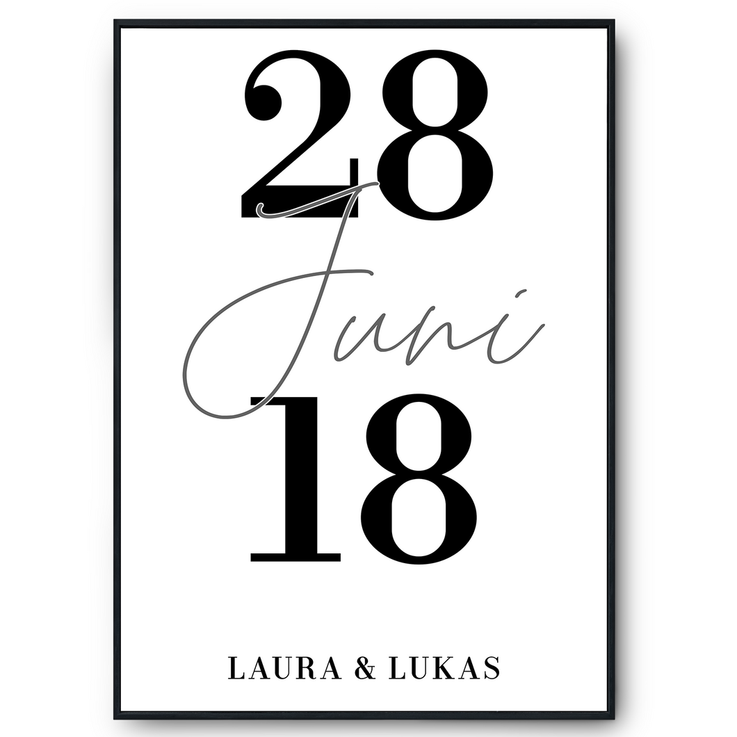 Personalisiertes Partner Poster mit Datum & Namen Jahrestag Geschenk für Paare Verlobte
