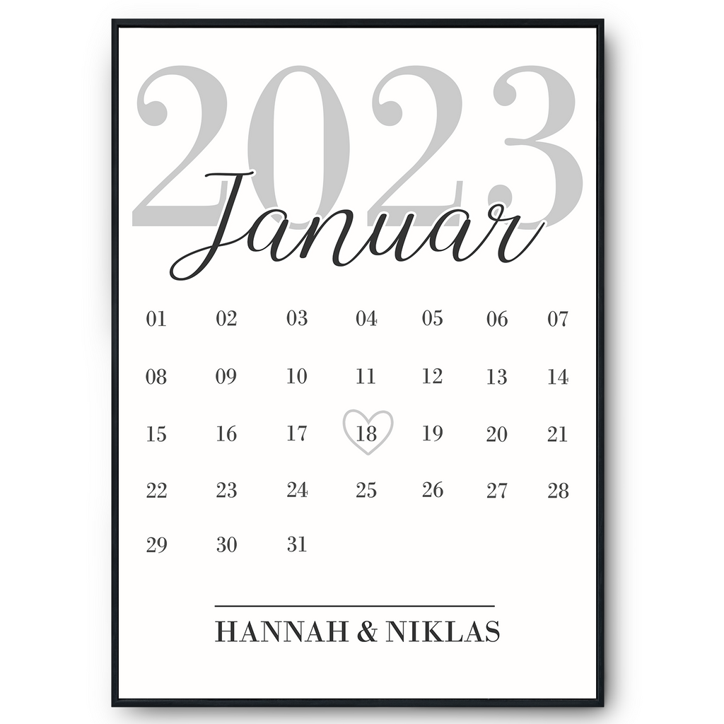 Personalisiertes Poster für Paare Verlobte Kalender Jahrestag Geschenk zur Hochzeit