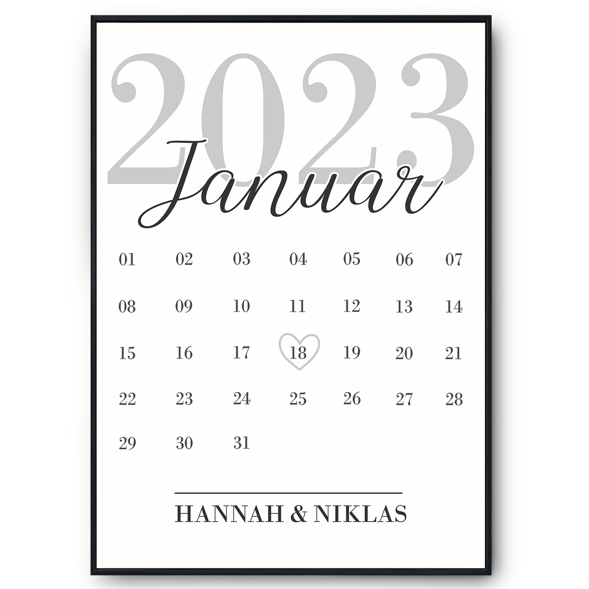 Personalisiertes Poster für Paare Verlobte Kalender Jahrestag Geschenk zur Hochzeit