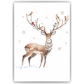 Niedlicher Hirsch Vogel Weihnachten DIN A4 Weihnachtsbild Weihnachtsposter Weihnachtsdeko Wandbild 1er Set