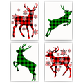 Rentiere Kunstdruck Weihnachten DIN A4 Weihnachtsbilder Weihnachtsposter Weihnachtsdeko Wandbilder 4er Set
