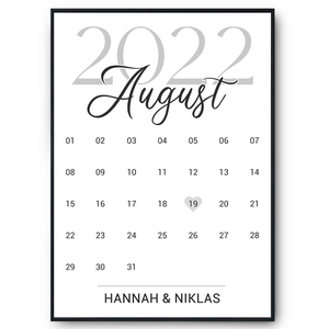 Personalisiertes Poster für Paare Verlobte Kalender Jahrestag Hochzeit Geschenk