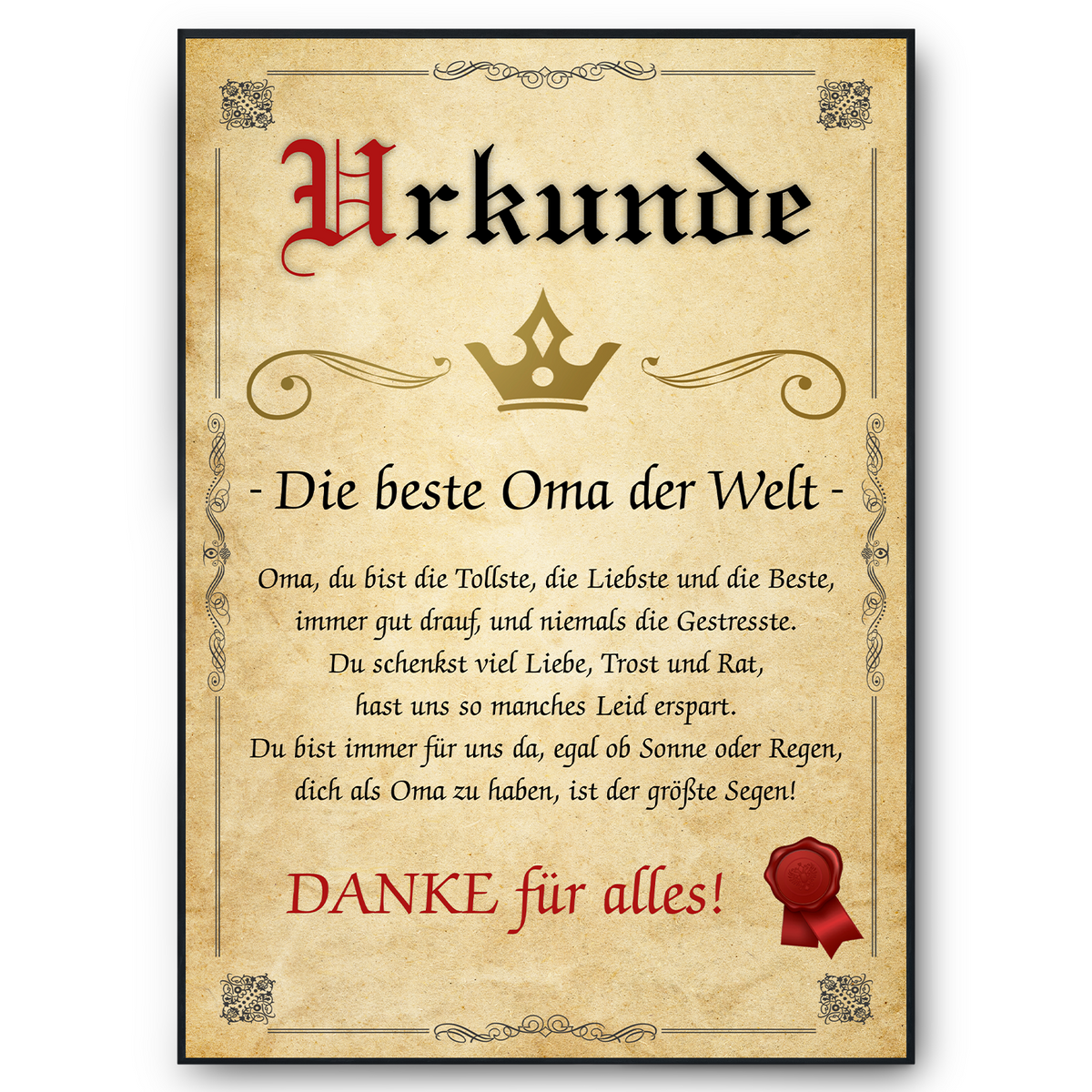 Beste Oma Urkunde Geschenkidee Bild Oma Geschenk von Enkeln