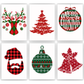 Rentier Santa Claus Kunstdruck Weihnachten DIN A4 Weihnachtsbilder Weihnachtsposter Wandbilder 6er Set