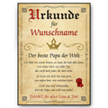 Bester Papa Urkunde personalisiert Vater persönliches Geschenk personalisierte Geschenkidee Papa Geburtstag Karte