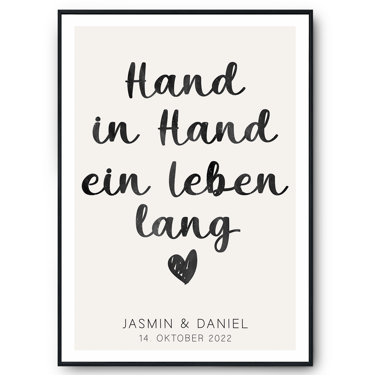 Hand in Hand ein Leben lang - Personalisiertes Partner Poster mit Namen & Datum Jahrestag Geschenk