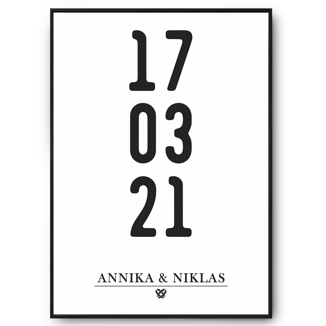 Jahrestag Partner Poster Personalisiert Datum Namen | Geschenk zur Hochzeit Paare Verlobte