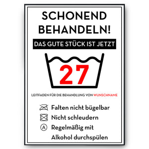 Personalisiertes Geschenk zum 27. Geburtstag Frau Mann Wäsche Lustige Geschenkidee 27 Jahre Geburtstagskarte Witzige Party Deko