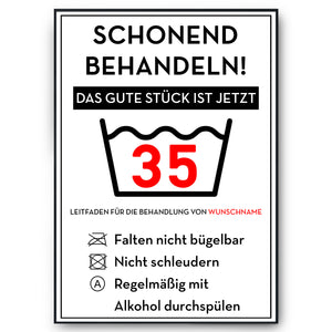 Personalisiertes Geschenk zum 35. Geburtstag Frau Mann Wäsche Lustige Geschenkidee 35 Jahre Geburtstagskarte Witzige Party Deko