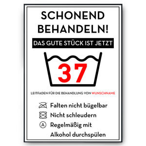 Personalisiertes Geschenk zum 37. Geburtstag Frau Mann Wäsche Lustige Geschenkidee 37 Jahre Geburtstagskarte Witzige Party Deko