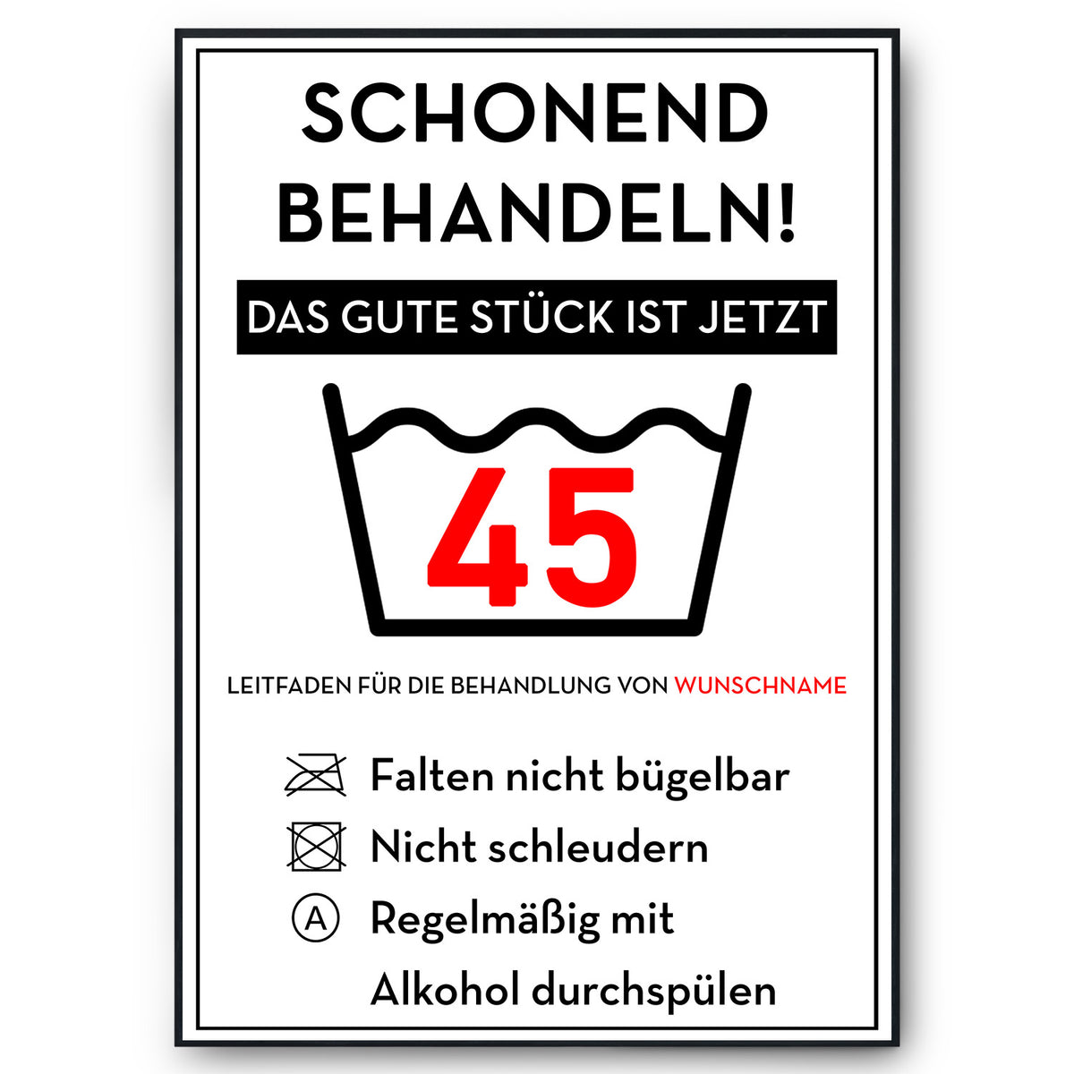 Schonend behandeln 45 Poster – lustiges Geschenk zum 45. Geburtstag, personalisiert mit Name